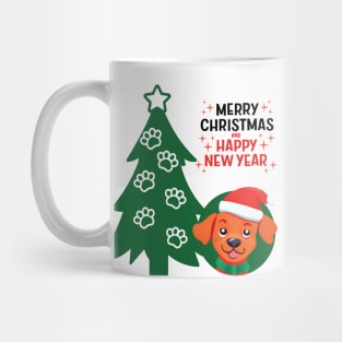 Cute Brown Dog with Christmas trees Merry Christmas Happy New Year ,brafdesign Mug